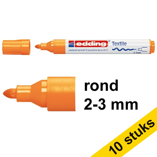 Edding Aanbieding: 10x Edding 4500 textielmarker fluo-oranje (2 - 3 mm rond)  239835 - 1