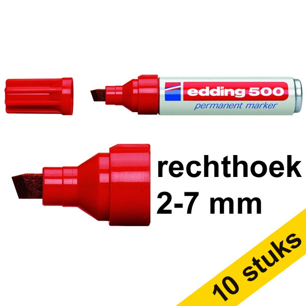 Edding Aanbieding: 10x Edding 500 permanent marker rood (2 - 7 mm schuin)  239873 - 1