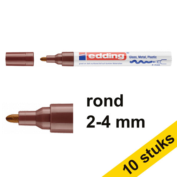 Edding Aanbieding: 10x Edding 750 glanslakmarker bruin (2 - 4 mm rond)  239449 - 1