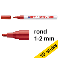Edding Aanbieding: 10x Edding 751 lakmarker rood (1 - 2 mm rond)  239458