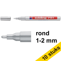 Edding Aanbieding: 10x Edding 751 lakmarker zilver (1 - 2 mm rond)  239469