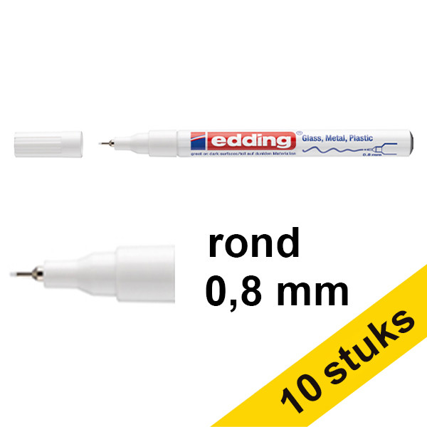 Edding Aanbieding: 10x Edding 780 glanslakmarker wit (0,8 mm rond)  200990 - 1