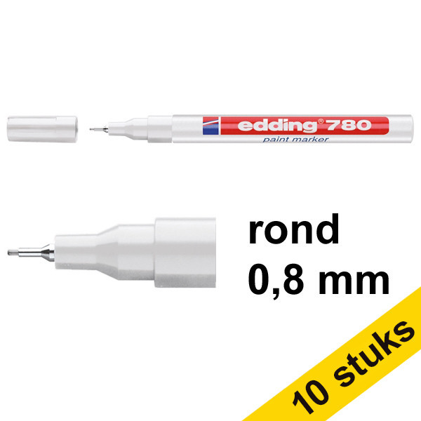 Edding Aanbieding: 10x Edding 780 lakmarker wit (0,8 mm rond)  239475 - 1