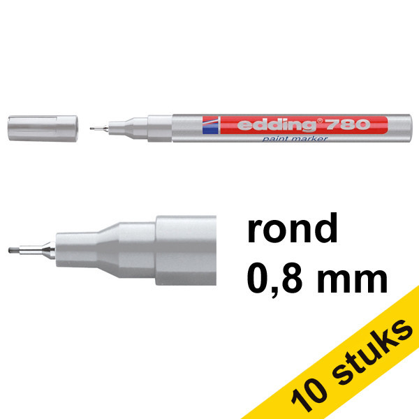 Edding Aanbieding: 10x Edding 780 lakmarker zilver (0,8 mm rond)  239477 - 1