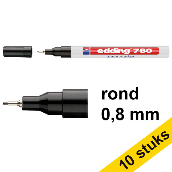 Edding Aanbieding: 10x Edding 780 lakmarker zwart (0,8 mm rond)  239471 - 1