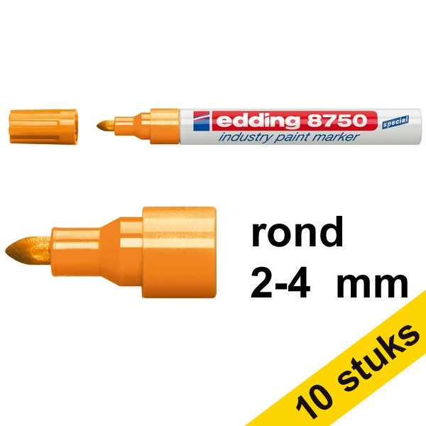 Edding Aanbieding: 10x Edding 8750 industriële paint marker oranje (2 - 4 mm rond)  239427 - 1