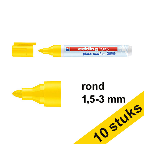 Edding Aanbieding: 10x Edding 95 glasmarker geel (1,5 - 3 mm rond)  240594 - 1
