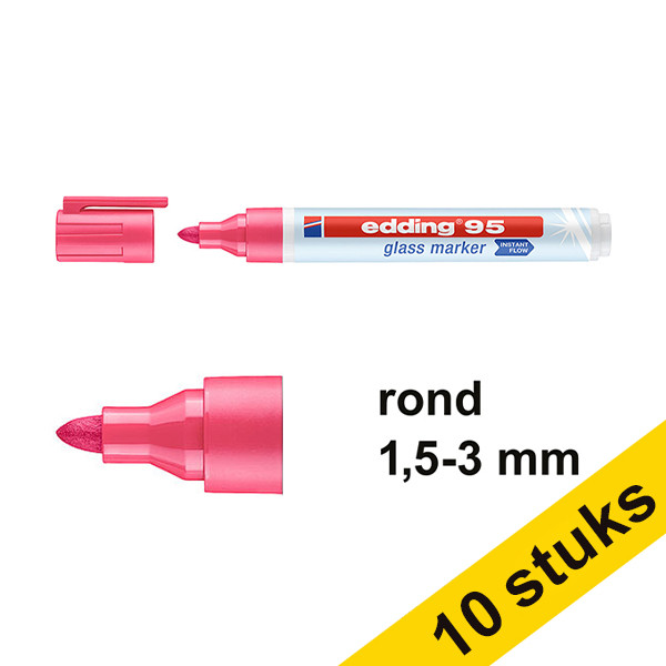 Edding Aanbieding: 10x Edding 95 glasmarker roze (1,5 - 3 mm rond)  240596 - 1
