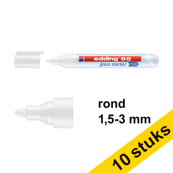 Edding Aanbieding: 10x Edding 95 glasmarker wit (1,5 - 3 mm rond)  240598 - 1