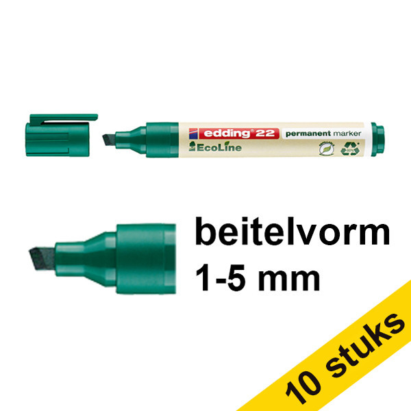 Aanbieding: 10x Edding EcoLine 22 permanente marker groen (1 - 5 mm schuin) 240366 - 1