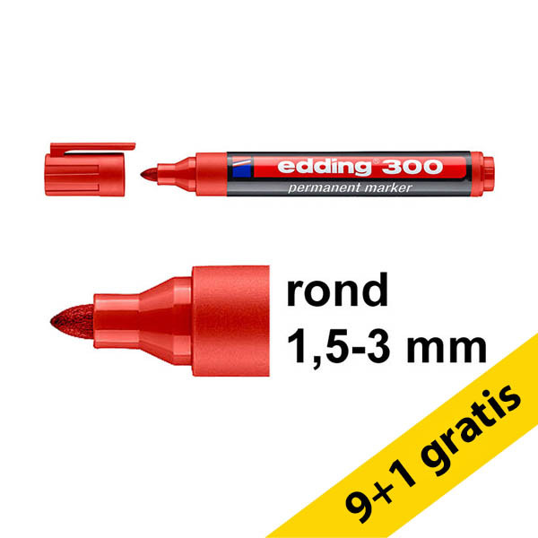 Aanbieding: Edding 300 permanent marker rood (1,5 - 3 mm rond) 248688 - 1