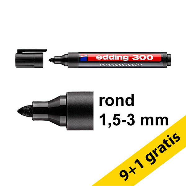 Aanbieding: Edding 300 permanent marker zwart (1,5 - 3 mm rond) 248686 - 1