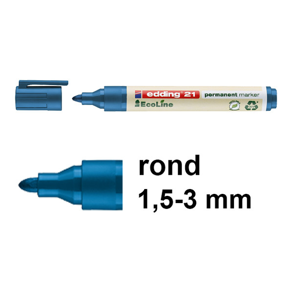 Edding EcoLine 21 permanente marker blauw (1,5 - 3 mm rond) 4-21003 240332 - 1