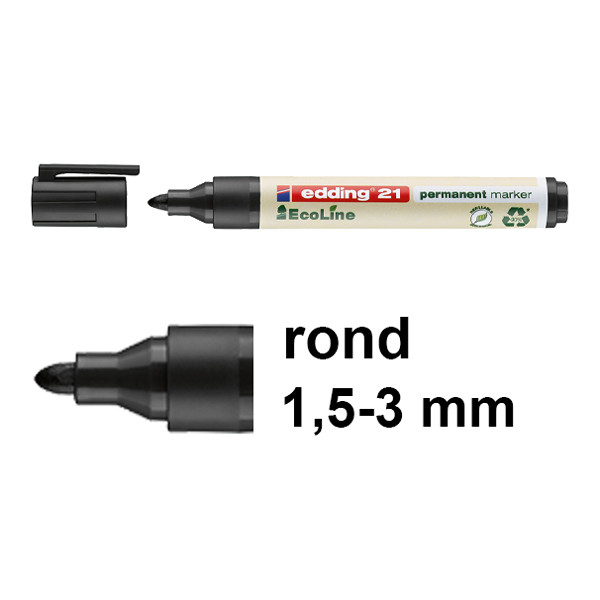 Edding EcoLine 21 permanente marker zwart (1,5 - 3 mm rond) 4-21001 240330 - 1