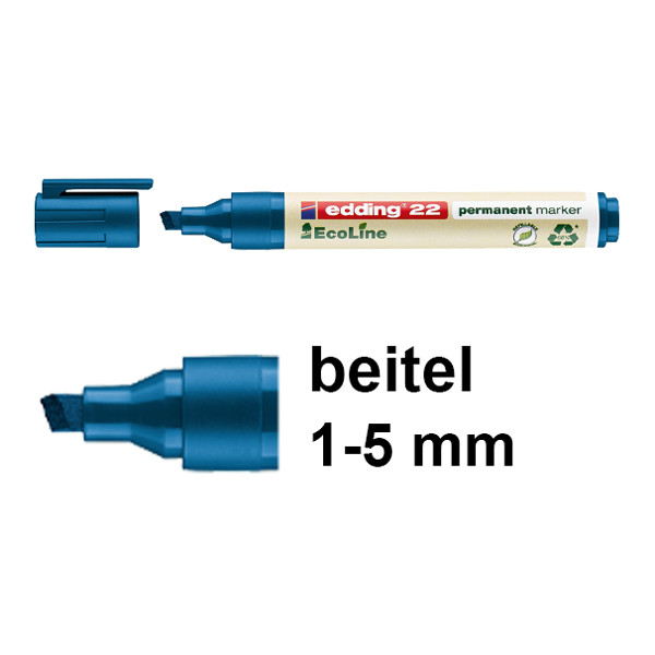 Edding EcoLine 22 permanente marker blauw (1 - 5 mm schuin) 4-22003 240336 - 1