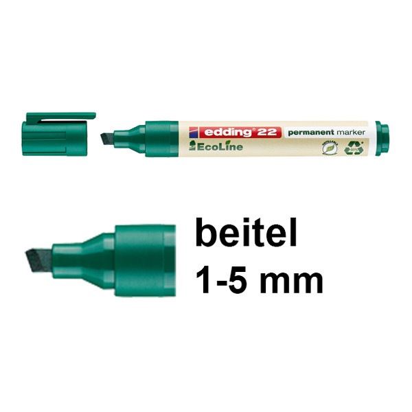 Edding EcoLine 22 permanente marker groen (1 - 5 mm schuin) 4-22004 240337 - 1