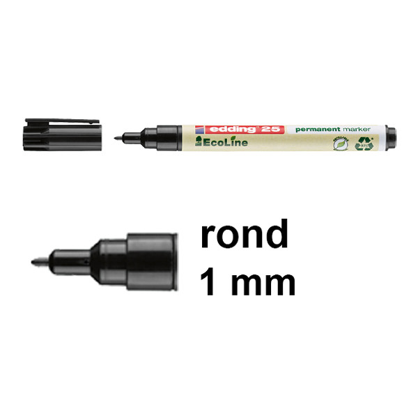 Edding EcoLine 25 permanente marker zwart (1 mm rond) 4-25001 240338 - 1