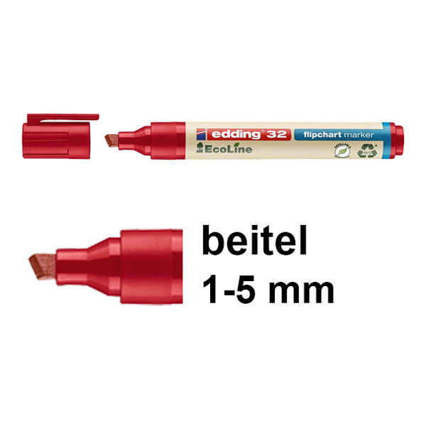 Edding EcoLine 32 flipchart marker rood (1 - 5 mm schuin) 4-32002 240360 - 1