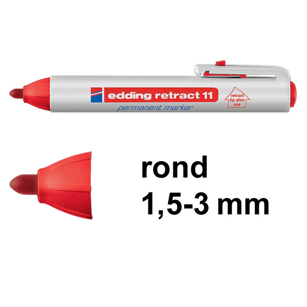 Edding Retract 11 permanent marker rood (1,5 - 3 mm rond) 4-11002 200836 - 1