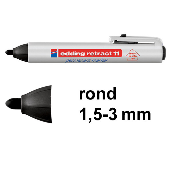 Edding Retract 11 permanent marker zwart (1,5 - 3 mm rond) 4-11001 200835 - 1