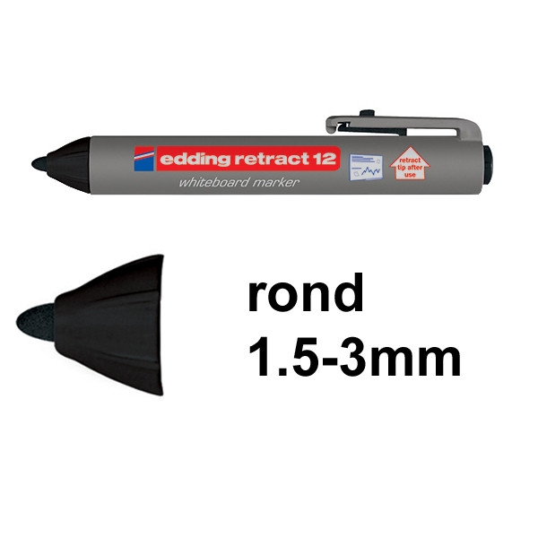 Edding Retract 12 whiteboard marker zwart (1,5 - 3 mm rond) 4-12001 200849 - 1