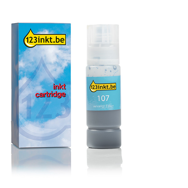 Epson 107 inkttank licht cyaan (123inkt huismerk) C13T09B540C 083685 - 1