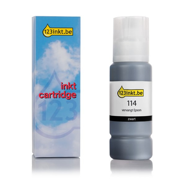 Epson 114 inktfles pigment zwart (123inkt huismerk) C13T07A140C 083593 - 1