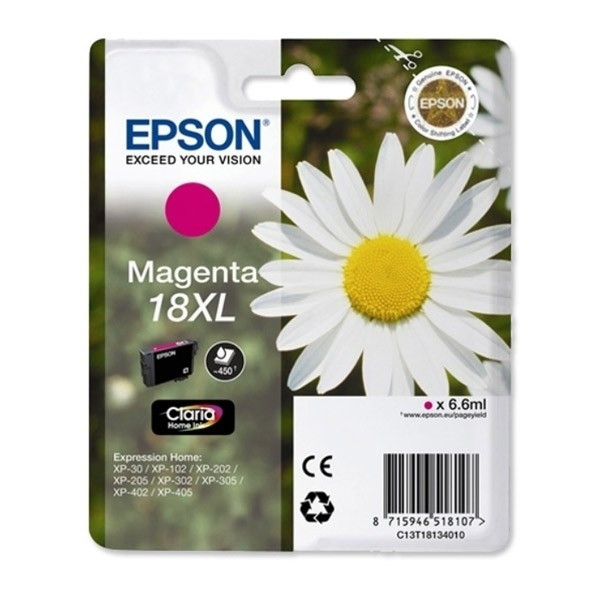 Epson 18XL (T1813) inktcartridge magenta hoge capaciteit (origineel) C13T18134010 C13T18134012 901984 - 1