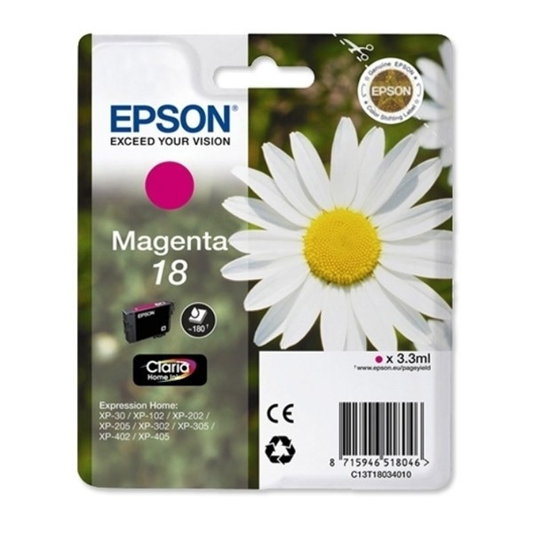 Epson 18 (T1803) inktcartridge magenta (origineel) C13T18034010 C13T18034012 901412 - 1