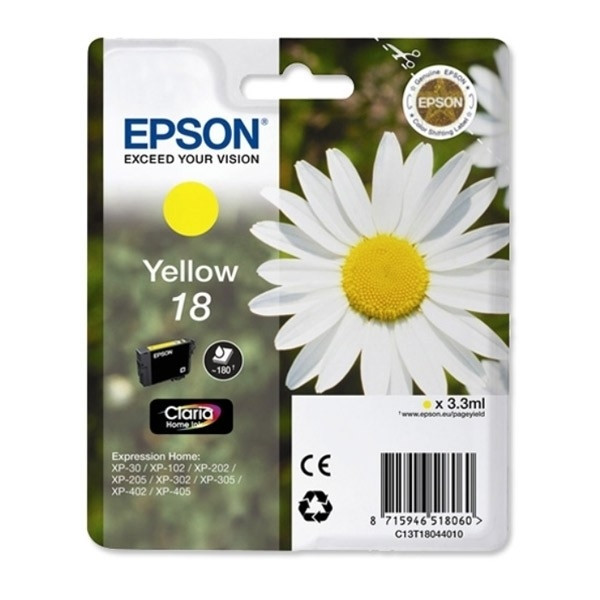 Epson 18 (T1804) inktcartridge geel (origineel) C13T18044010 C13T18044012 901413 - 1