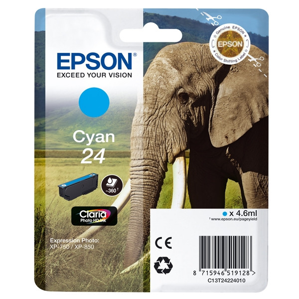 Epson 24 (T2422) inktcartridge cyaan (origineel) C13T24224010 C13T24224012 026578 - 1