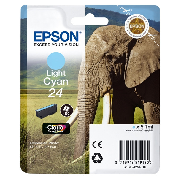 Epson 24 (T2425) inktcartridge licht cyaan (origineel) C13T24254010 C13T24254012 026584 - 1