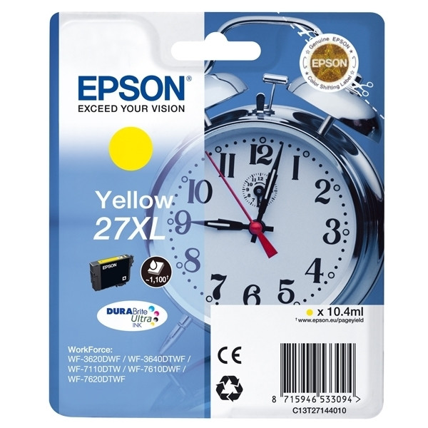 Epson 27XL (T2714) inktcartridge geel hoge capaciteit (origineel) C13T27144010 C13T27144012 026622 - 1