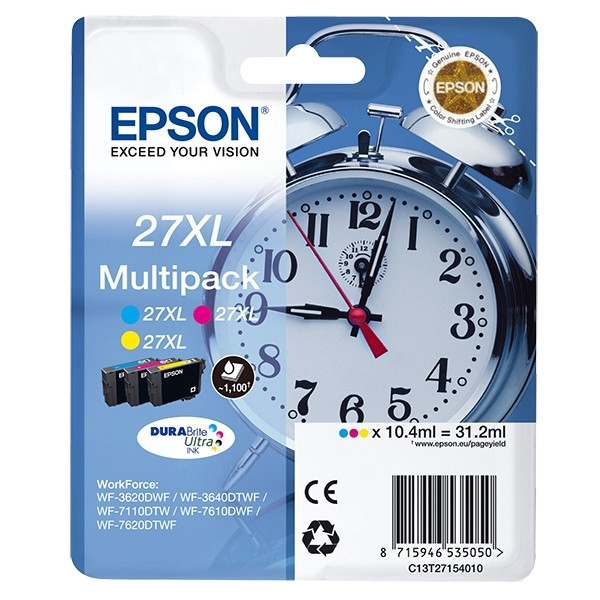 Epson 27XL (T2715) multipack 3 kleuren (origineel) C13T27154010 C13T27154012 026624 - 1