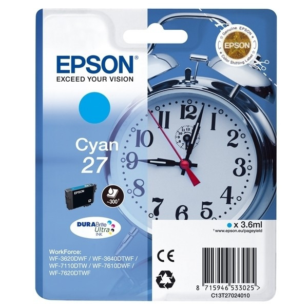 Epson 27 (T2702) inktcartridge cyaan (origineel) C13T27024010 C13T27024012 901983 - 1