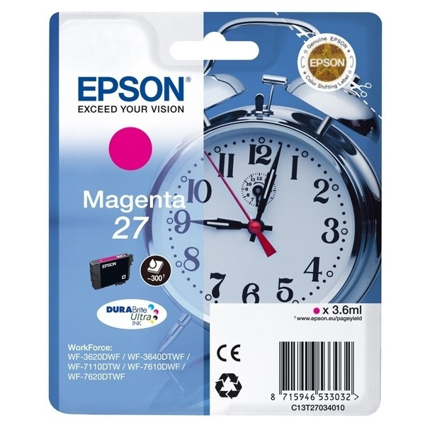 Epson 27 (T2703) inktcartridge magenta (origineel) C13T27034010 C13T27034012 901982 - 1