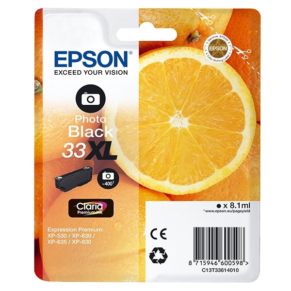 Epson 33XL (T3361) inktcartridge foto zwart hoge capaciteit (origineel) C13T33614010 C13T33614012 026854 - 1