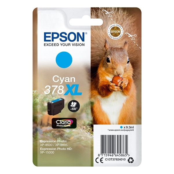 Epson 378XL inktcartridge cyaan hoge capaciteit (origineel) C13T37924010 027112 - 1