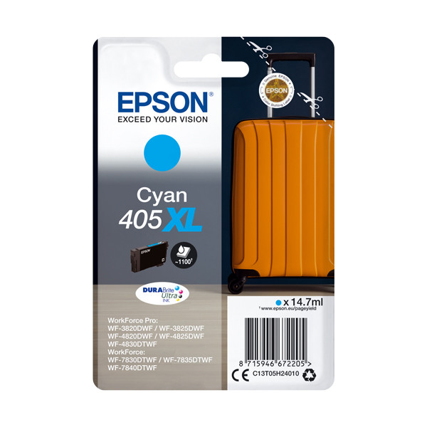 Epson 405XL (T05H2) inktcartridge cyaan hoge capaciteit (origineel) C13T05H24010 C13T05H24020 083548 - 1