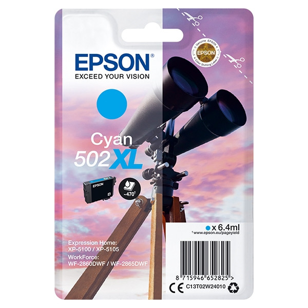 Epson 502XL inktcartridge cyaan hoge capaciteit (origineel) C13T02W24010 C13T02W24020 024110 - 1