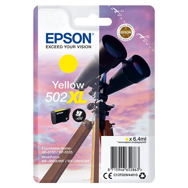 Epson 502XL inktcartridge geel hoge capaciteit (origineel) C13T02W44010 C13T02W44020 024114 - 1