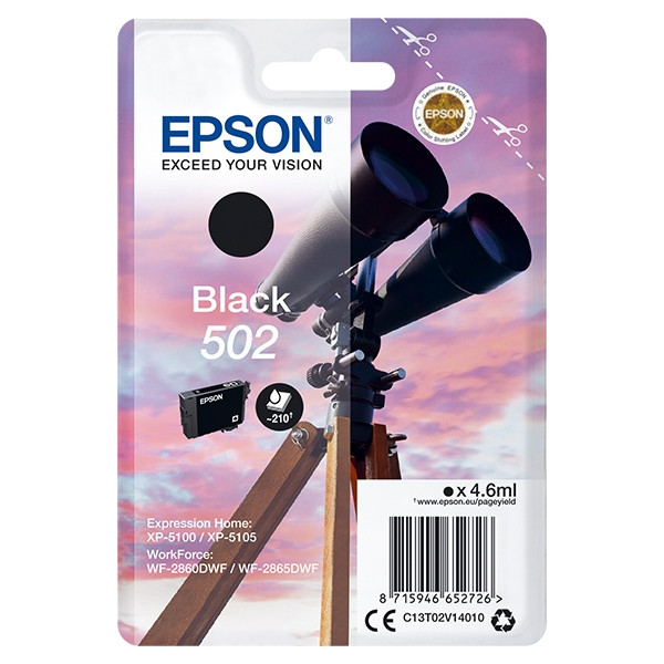 Epson 502 (T02V1) inktcartridge zwart (origineel) C13T02V14010 C13T02V14020 024100 - 1