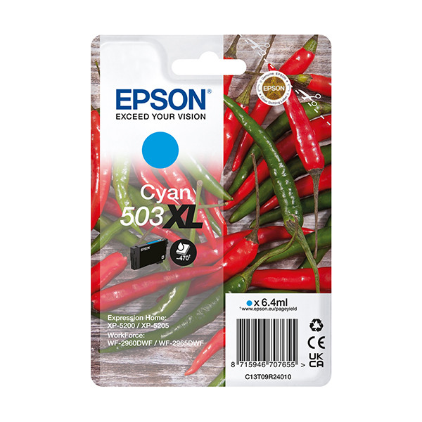 Epson 503XL inktcartridge cyaan hoge capaciteit (origineel) C13T09R24010 652052 - 1