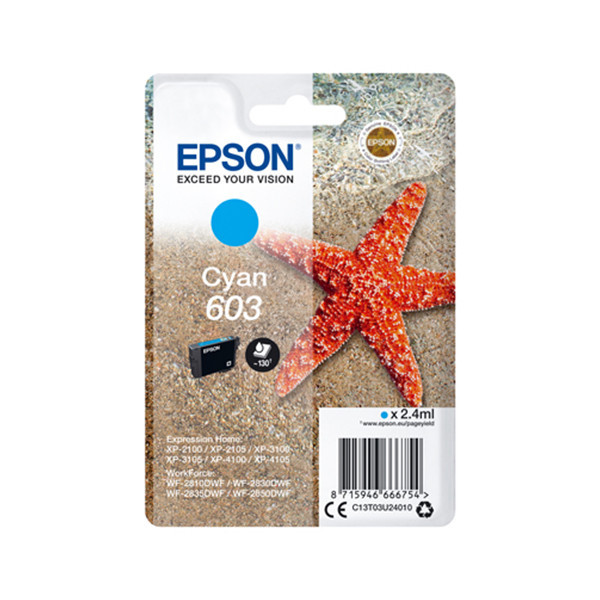 Epson 603 (T03U2) inktcartridge cyaan (origineel) C13T03U24010 C13T03U24020 020670 - 1