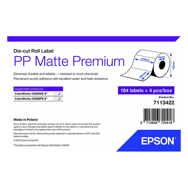 Epson 7113422 PP matte label 210 x 297 mm (origineel) 7113422 084485 - 1