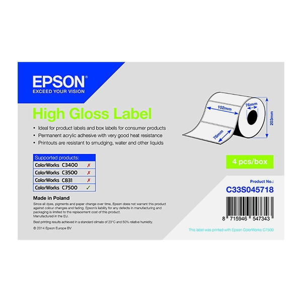 Epson C33S045718 high gloss label 102 x 76 mm (origineel) C33S045718 083306 - 1