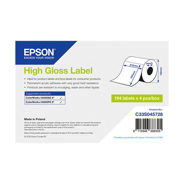 Epson C33S045728 high gloss label 210 x 297 mm (origineel) C33S045728 083618 - 1