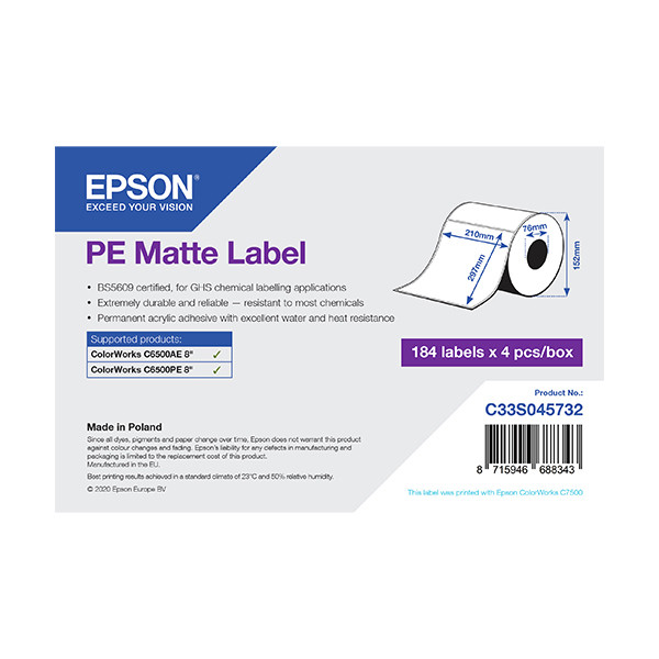Epson C33S045732 PE matte label 210 x 297 mm (origineel) C33S045732 083626 - 1