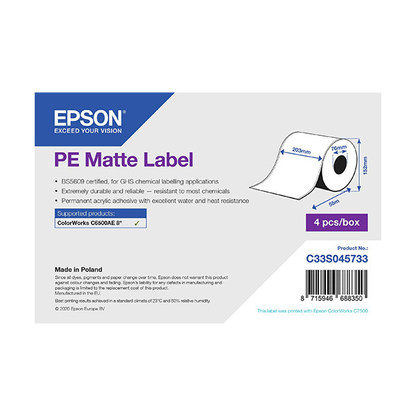 Epson C33S045733 PE matte label 203 mm x 55 m (origineel) C33S045733 083628 - 1