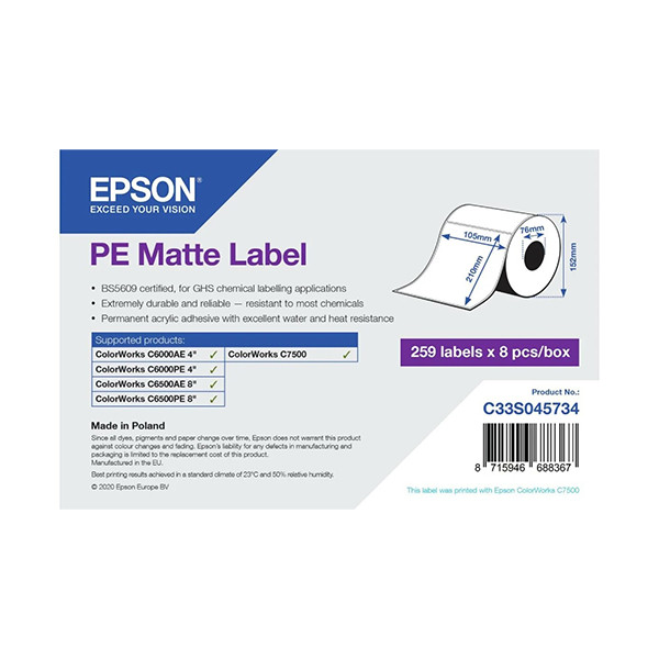 Epson C33S045734 PE matte label 105 x 210 mm (origineel) C33S045734 083630 - 1